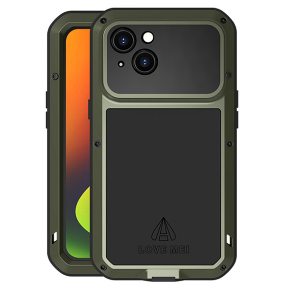 Чехол Love Mei до iPhone 14, armored with glass, зелёный