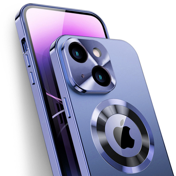 Чехол для iPhone 14, Dual Glass, для Magsafe, синий