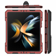 Бронированный чехол для Samsung Galaxy Z Fold 4 5G, алюминий, с подставкой и держателем стилуса, красный
