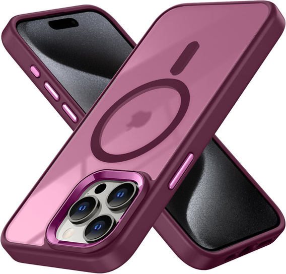 Чохол для iPhone 15 Pro Max, MagColor для MagSafe, бордовий