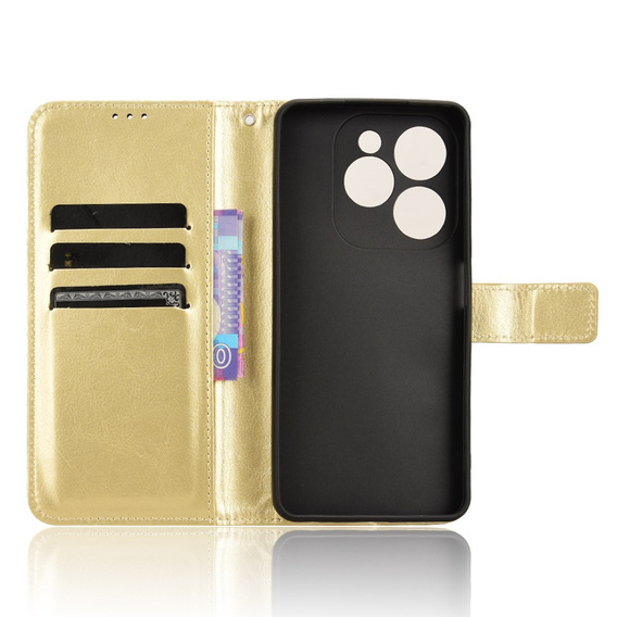 Футляр з клапаном для Infinix Hot 40i, Crazy Horse Wallet, золотий