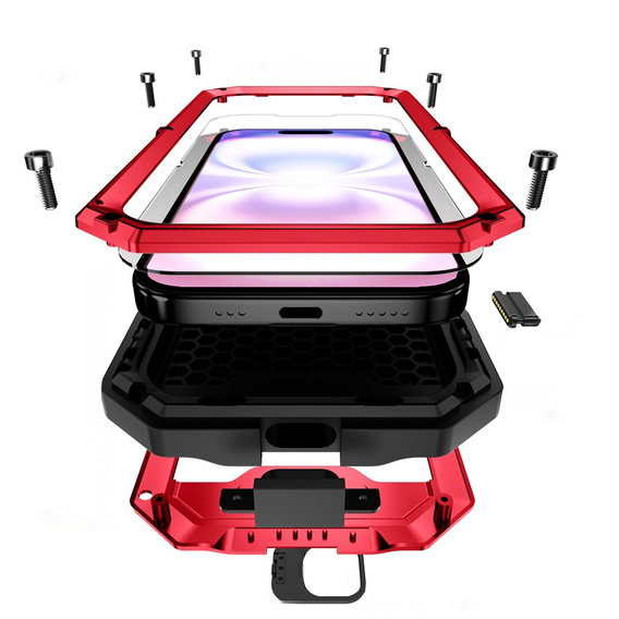 Броньований чохол R-JUST з захистом екрану та підставкою для iPhone 17