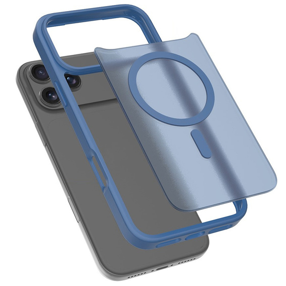 Матовий чохол для iPhone 17 Pro, для MagSafe, напівпрозорий синій