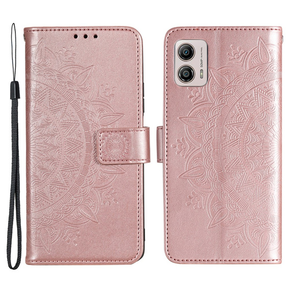 Откидной чехол для Motorola Moto G53 5G, Mandala Flower, розовый rose gold