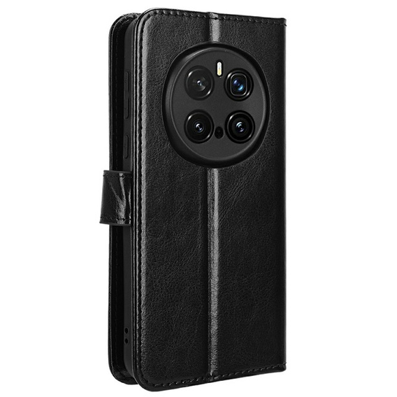 Футляр з клапаном для Honor Magic 7 Pro, Crazy Horse Wallet, чорний