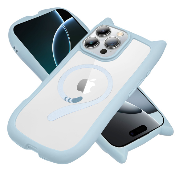 Чохол для iPhone 16 Pro, для MagSafe, Cute Cat, м'яти + захисне скло