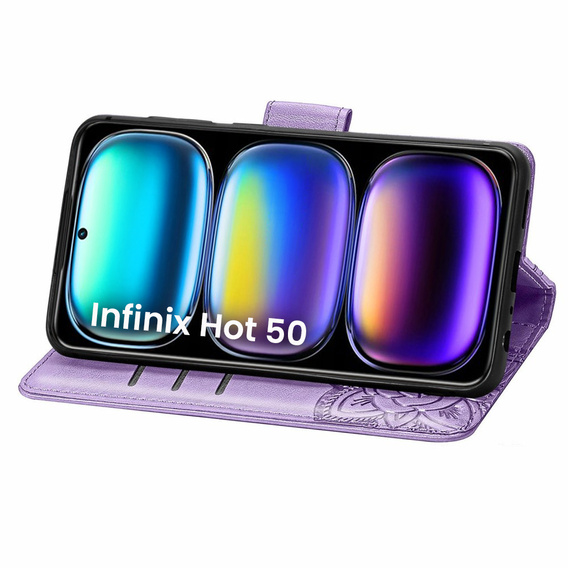 Откидной чехол для Infinix Hot 50 4G, Butterfly, фиолетовый