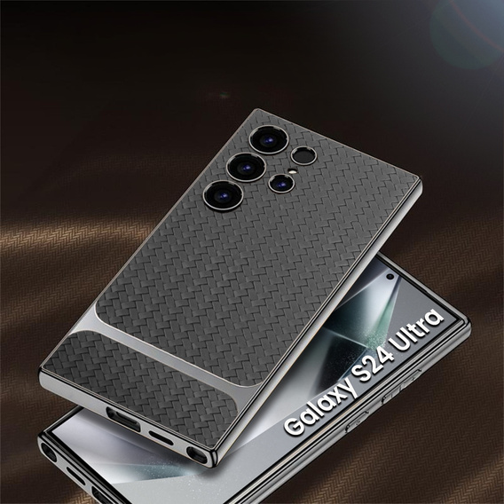 Чoхол до Samsung Galaxy S24 Ultra, GKK Woven Leather, сірий