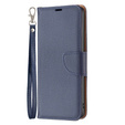 Откидной чехол для Samsung Galaxy A15, Wallet Litchi Leather, синий + 9H стекло 