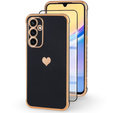 Чехол для Samsung Galaxy A15 4G / 5G, Electro heart, чёрный + полное клеевое керамическое стекло
