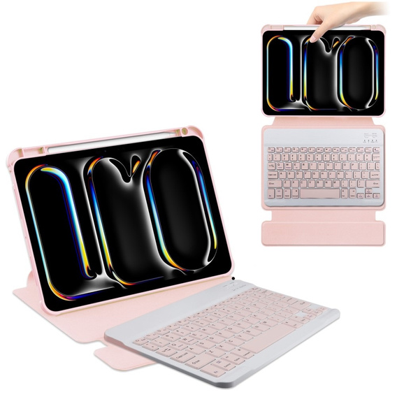 Чехол клавиатура для iPad Pro 11" 2024 (5 gen.), Rotary 360° Leather, розовый
