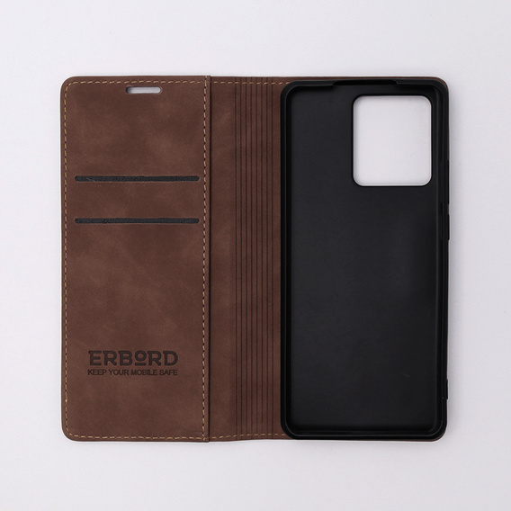 Чехол для Motorola Edge 40, ERBORD Vintage, бумажник с клапаном, кофе