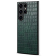 Чехол для Samsung Galaxy S24 Ultra, крокодил, кожа зелёный