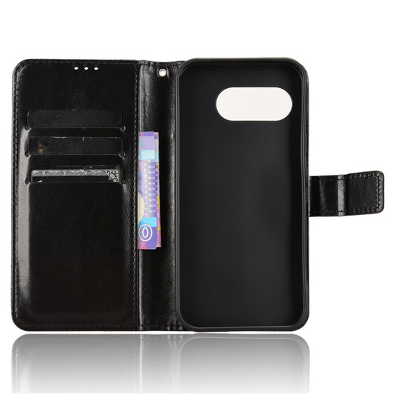 Откидной чехол для Google Pixel 9A, Crazy Horse Wallet, чёрный