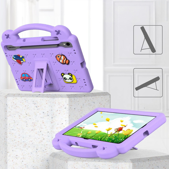 Детский чехол для Samsung Galaxy Tab S10 Lite / S10 FE / S9 FE, Cute Patterns, с подставкой, фиолетовый