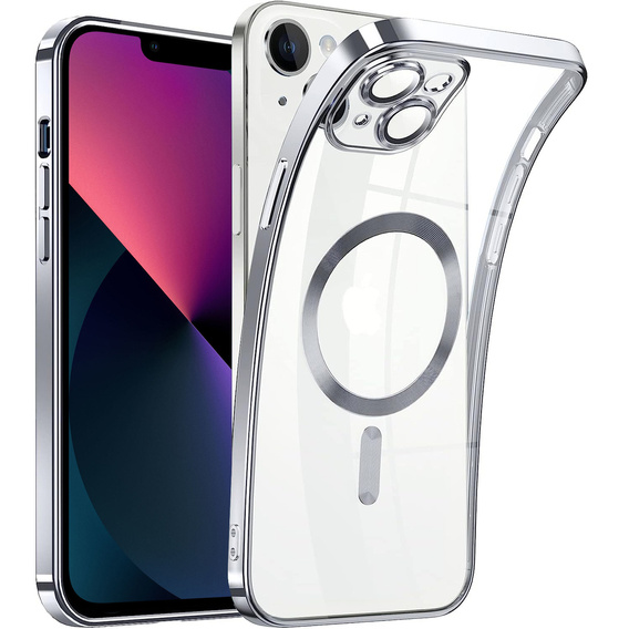 Чохол для iPhone 13, Electro MagSafe, сріблястий + Скло на екран