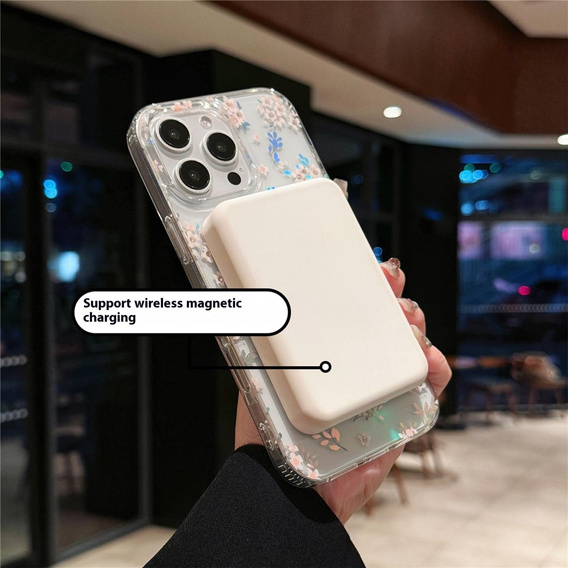 Магнітний чохол з квітковим лазерним візерунком для iPhone 16 Pro