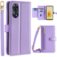 Откидной чехол для Oppo Reno8 T 4G, Wallet Zipper Pocket, фиолетовый