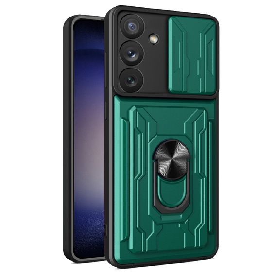 Бронированный чехол для Samsung Galaxy A54 5G, Camera Slide Card Slot, зелёный