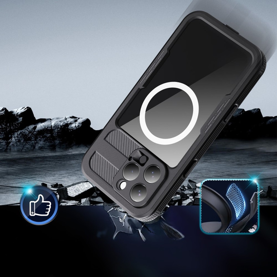 Водонепроникний чохол IP68 для iPhone 16 Pro Max, SHELLBOX MagSafe, чорний