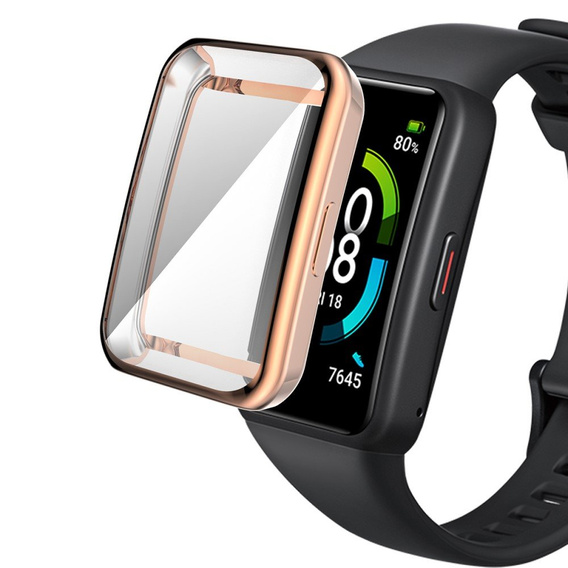 Чехол 2в1 с защитой экрана для часов Huawei Band 6/7, Rose gold