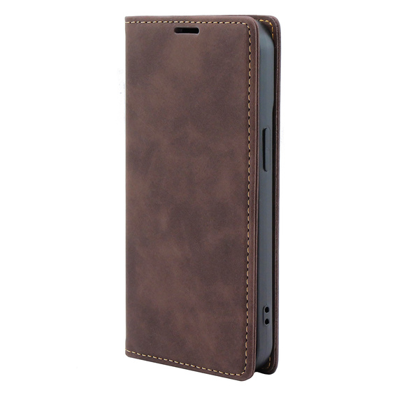 Чехол для iPhone 15, ERBORD Vintage, бумажник с клапаном, кофе