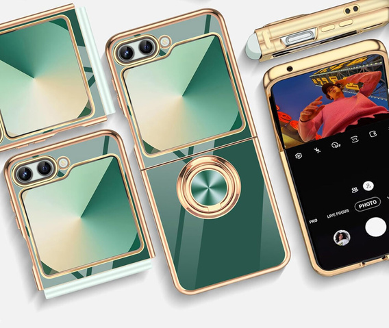 Чехол до Samsung Galaxy Z Flip7 FE / Z Flip6, Electro Ring, зелёный