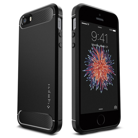Чoхол Spigen до iPhone 5 5S SE, Rugged Armor, чорний