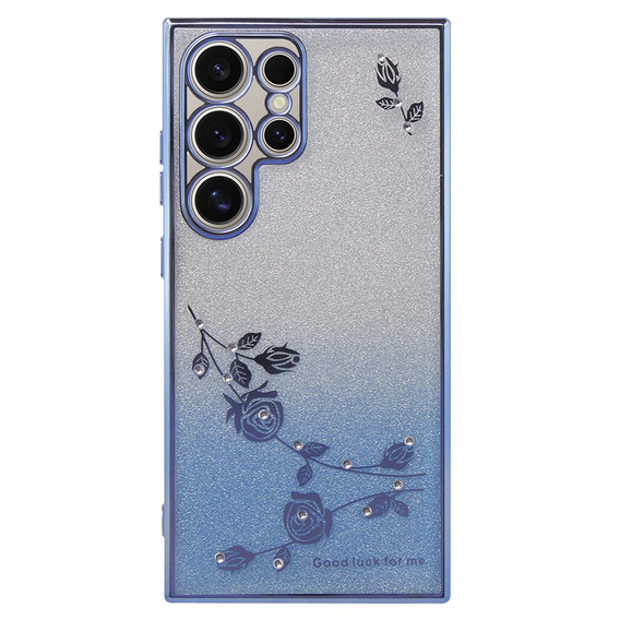Чехол для Samsung Galaxy S24 Ultra, Glitter Flower, синий
