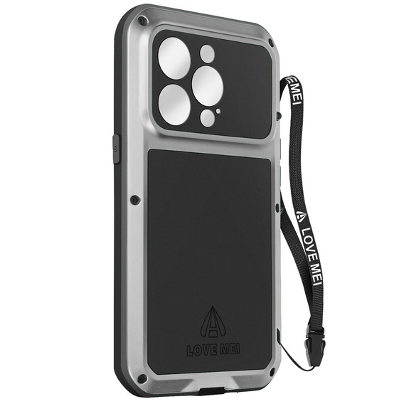 Чoхол Love Mei до iPhone 12 Pro, armored with glass, сріблястий