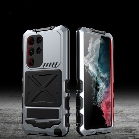 Броньований чохол для Samsung Galaxy S24 Ultra, Military Kickstand, сріблястий