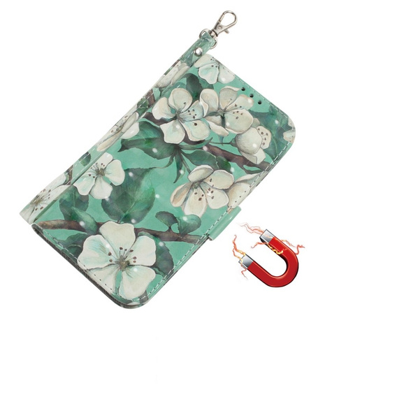 Откидной чехол для Motorola Edge 50 Pro 5G, Wallet, Flowers белый