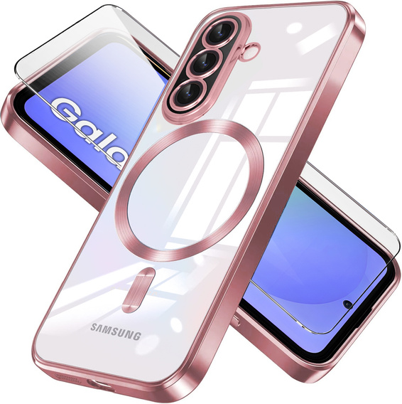 Чохол для Samsung Galaxy A36, Electro MagSafe, рожевий rose gold + Скло на екран