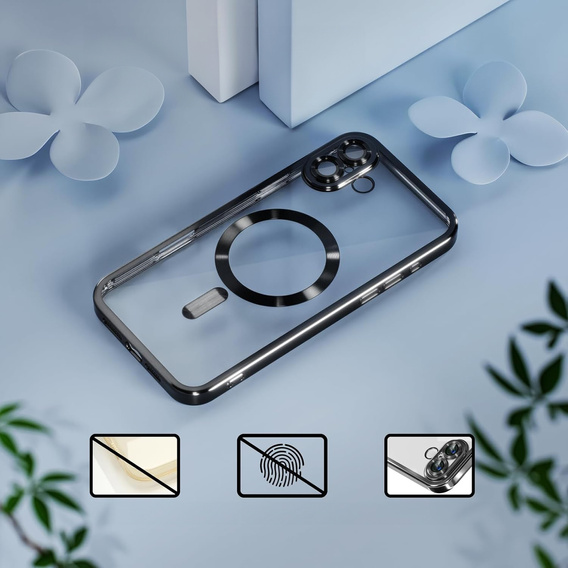 Чехол для iPhone 16, Electro MagSafe, чёрный + стекло для экрана