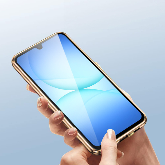 Чехол для Samsung Galaxy A17 5G, магнитное двойное стекло, прозрачный с золотыми гранями