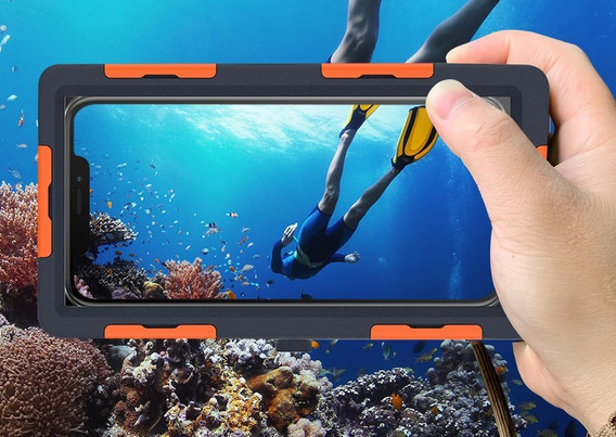 SHELLBOX I Uniwersalne Etui Wodoodporne na telefon, Black/Orange