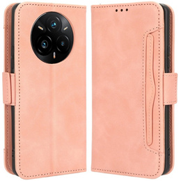 Футляр з клапаном для Realme 14 Pro+ 5G, Card Slot, рожевий