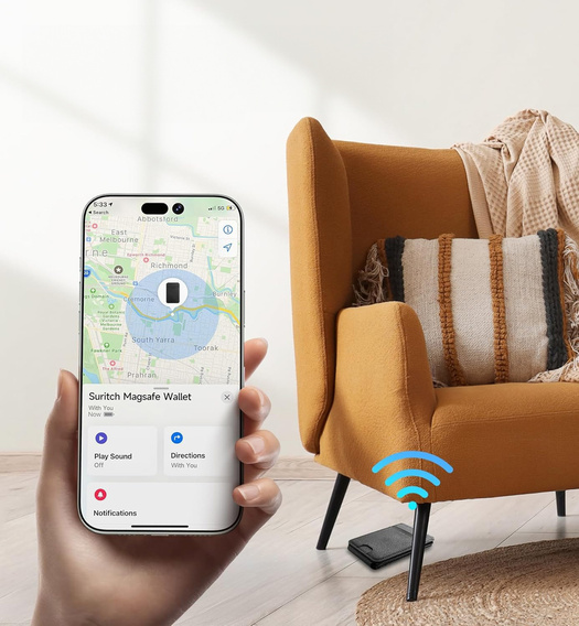 Магнитный кошелек с функцией определения местоположения, NFC и подставкой для iPhone 16 Pro