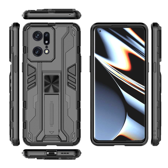 Чoхол до Oppo Find X5 Pro, Military kickstand, чорний