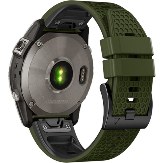 Силиконовый ремешок для Garmin Fenix 7 / Forerunner 965 / 955 / 945 / 935, зелёная / черный