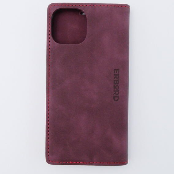 Чохол для iPhone 15, ERBORD Vintage, гаманець з клапаном, червоний