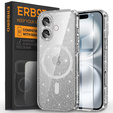 Чохол для iPhone 16, ERBORD Glitter MagSafe, прозорий + Скло для екрану