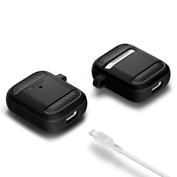 Чeхол до Airpods, SPIGEN, Rugged Armor, Matte Black