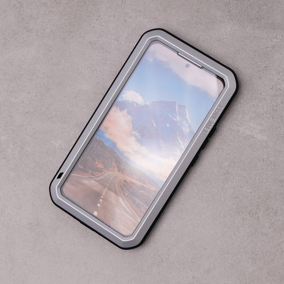 Чoхол Love Mei до Samsung Galaxy A54 5G, armored with glass, сріблястий