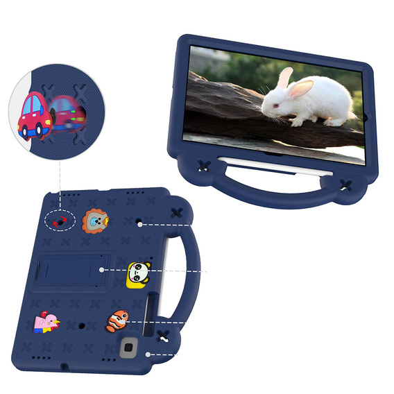 Дитячий чохол для планшета Samsung Galaxy Tab S6 Lite 10.4 2020/2022 / Tab A7 2020 T500 / T505 / Tab S6 T860/T865, Cute Patterns, з підставкою, темно-синій