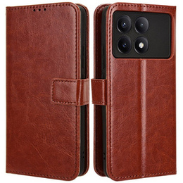 Футляр з клапаном для Xiaomi Poco F6 Pro, Crazy Horse Wallet, коричневий