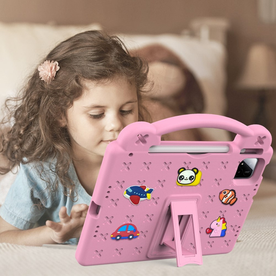 Детский чехол для Xiaomi Pad 7 / 7 Pro, Cute Patterns, с подставкой, розовый