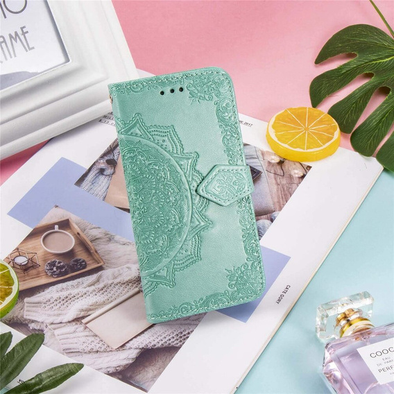Откидной чехол для Motorola Edge 50 Ultra, Mandala, зелёный