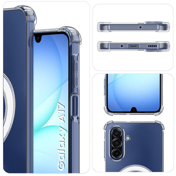 Чохол для Samsung Galaxy A17 5G, для MagSafe, посилений, прозорий