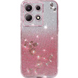 Чохол для Infinix Note 30 5G, Glitter Flower, рожевий rose gold